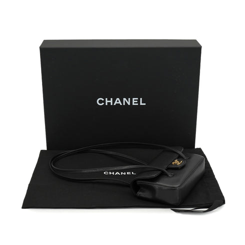 CHANEL STRAP CLUTCH BAG BLACK CAVIAR SKIN GOLD HARDWARE AP5068 90326678