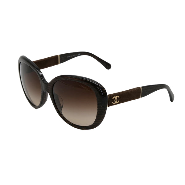 CHANEL SUNGLASSES COCOMARK BROWN GOLD VELOR EYEWEAR 90312956