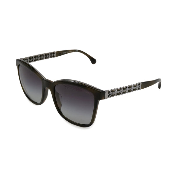 CHANEL SUNGLASSES COCOMARK CHAIN TEARDROP GREEN SILVER EYEWEAR 90324128