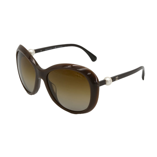 CHANEL SUNGLASSES COCOMARK FAUX PEARL BROWN EYEWEAR 90312958