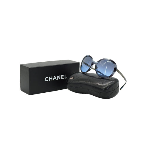 CHANEL SUNGLASSES LOGO CHAIN BLACK SILVER EYEWEAR 90341472