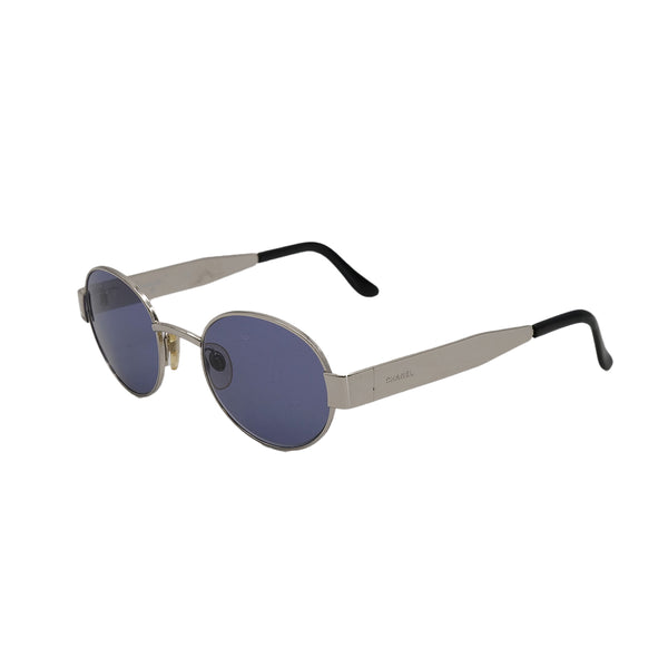 CHANEL SUNGLASSES LOGO ROUND BLUE SILVER EYEWEAR 90322140