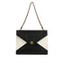 VINTAGE CHANEL CHAIN SHOULDER BAG BLACK WHITE LAMB SKIN GOLD HARDWARE 90333181