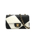CHANEL TURNLOCK SHOULDER BAG BLACK WHITE LAMB SKIN GOLD HARDWARE 90343617