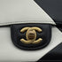 CHANEL TURNLOCK SHOULDER BAG BLACK WHITE LAMB SKIN GOLD HARDWARE 90343617