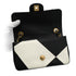 CHANEL TURNLOCK SHOULDER BAG BLACK WHITE LAMB SKIN GOLD HARDWARE 90343617