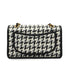 CHANEL TURN LOCK CHAIN SHOULDER BAG CAMBON HOUNDSTOOTH BLACK WHITE SILVER LEATHER GOLD HARDWARE 90340478