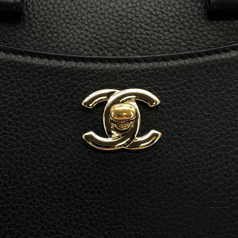 CHANEL TURN LOCK HAND SHOULDER BAG BLACK CAVIAR SKIN GOLD HARDWARE 90314386