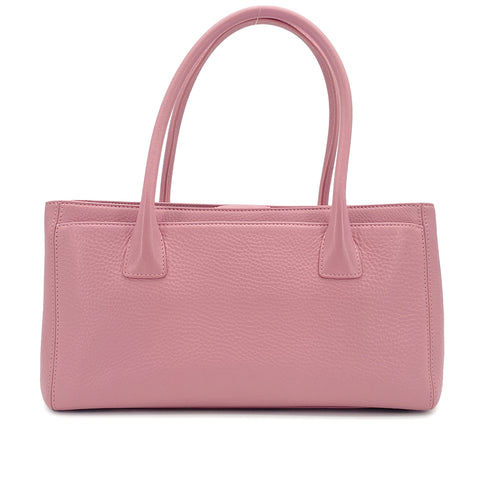 CHANEL TURN LOCK TOTE BAG PINK LEATHER SILVER HARDWARE 90324848