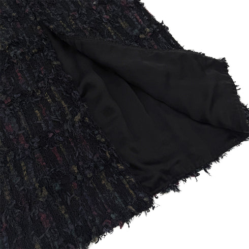CHANEL TWEED LONG COAT BLACK NYLON 38 P27 RTW 90313366