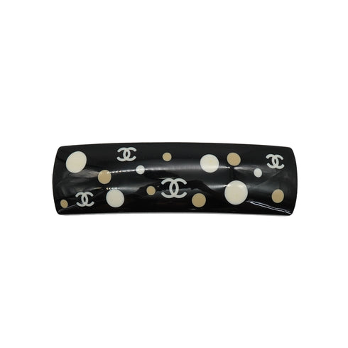 CHANEL VALLETTA DOT COCOMARK BLACK WHITE PLASTIC HAIR ACCESSORY 05C 90340905