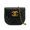 VINTAGE CHANEL MATELASSE HALF MOON CHAIN SHOULDER BAG BLACK LAMB SKIN 90332918