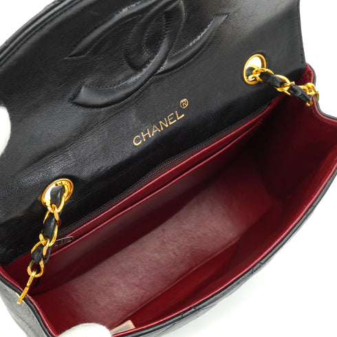 VINTAGE CHANEL MATELASSE HALF MOON CHAIN SHOULDER BAG BLACK LAMB SKIN 90332918