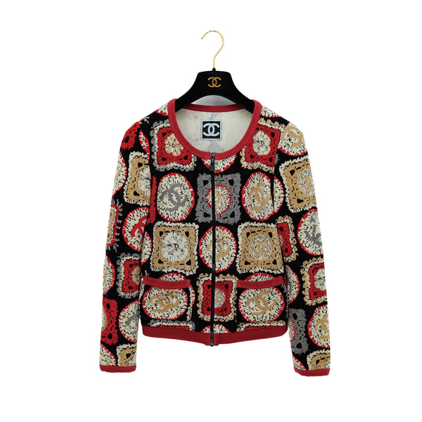 CHANEL_VINTAGE_COCOMARK_FLEECE_CARDIGAN_RED_BLACK_BEIGE_COTTON_38_09P_RTW_90313370_japan