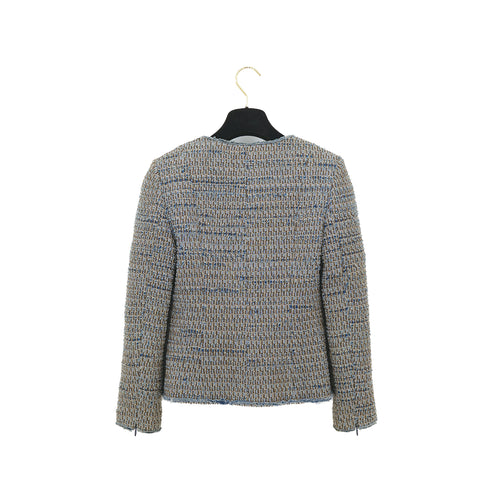 CHANEL VINTAGE COCO BUTTON DENIM TWEED JACKET BLUE GRAY COTTON 38 03P RTW 90313368