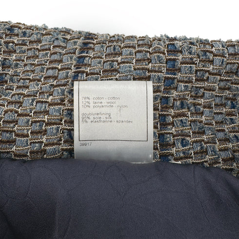 CHANEL VINTAGE COCO BUTTON DENIM TWEED JACKET BLUE GRAY COTTON 38 03P RTW 90313368