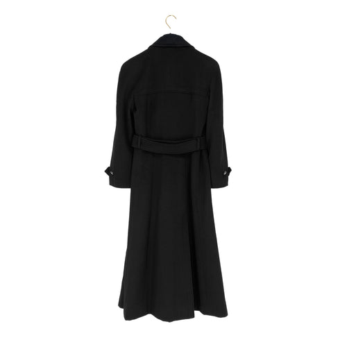 CHANEL VINTAGE COCO BUTTON LONG COAT BLACK CASHMERE 38 96A RTW 90312711