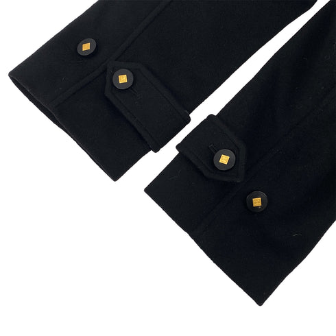 CHANEL VINTAGE COCO BUTTON LONG COAT BLACK CASHMERE 38 96A RTW 90312711