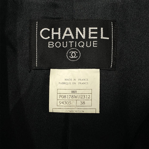 CHANEL VINTAGE COCO BUTTON LONG COAT BLACK CASHMERE 38 96A RTW 90312711