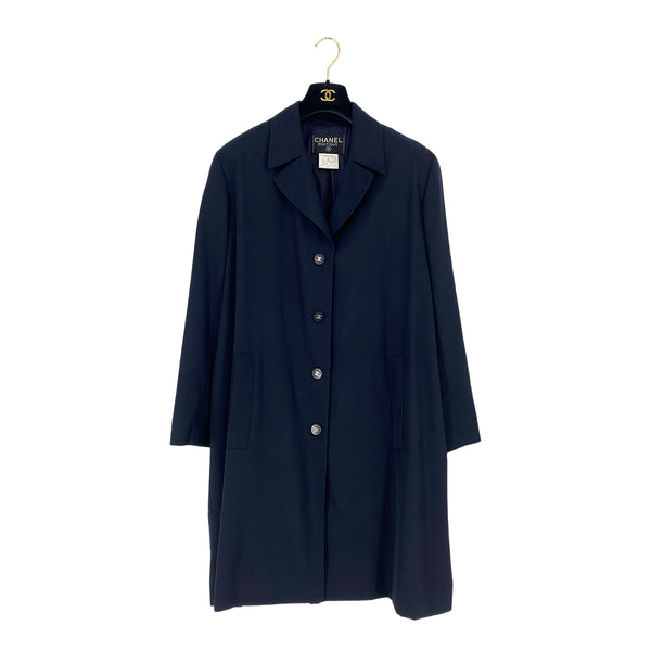 CHANEL VINTAGE COCO BUTTON LONG COAT NAVY 38 96P RTW 90312623