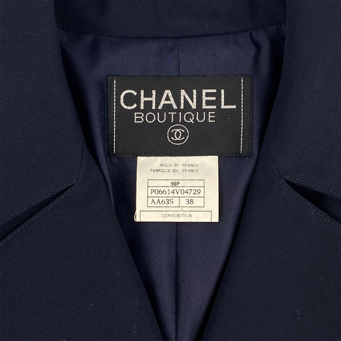 CHANEL VINTAGE COCO BUTTON LONG COAT NAVY 38 96P RTW 90312623