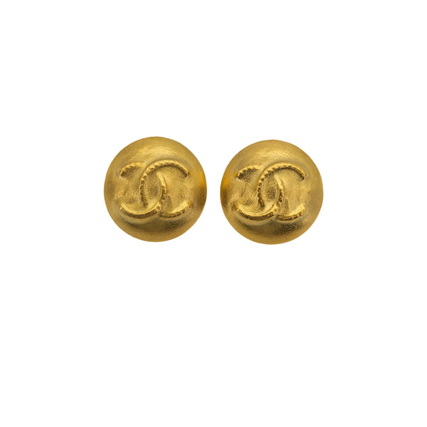 CHANEL VINTAGE EARRINGS ROUND COCOMARK GOLD ACCESSORY 95C 90312949