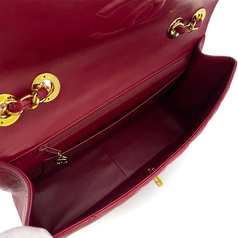 CHANEL VINTAGE MAXI MATELASSE 34 CHAIN SHOULDER BAG RED LAMB SKIN 90313554