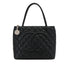 CHANEL VINTAGE MEDALLION TOTE BAG BLACK CAVIAR SKIN SILVER HARDWARE 90312616