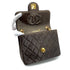 CHANEL VINTAGE MINI SQUARE 17 CHAIN SHOULDER BAG BROWN LAMB SKIN GOLD HARDWARE 90315025