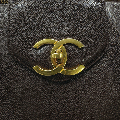 VINTAGE CHANEL SUPER MODEL CHAIN TOTE BAG BROWN CAVIAR SKIN GOLD HARDWARE 90317877