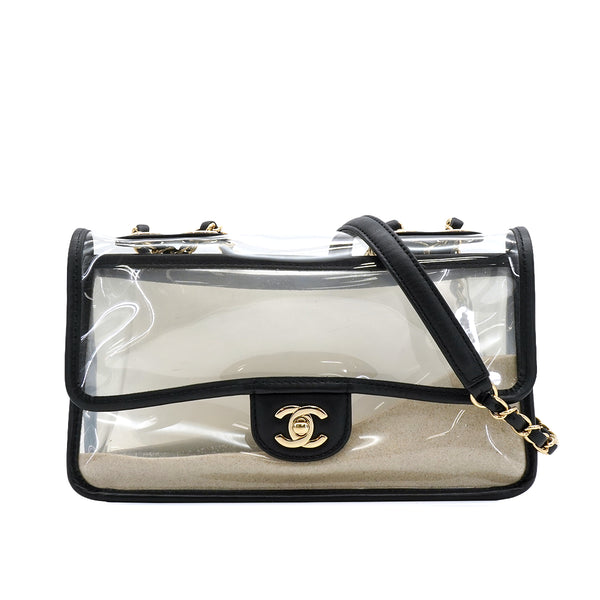 CHANEL VINYL WITH SAND SHOLDRE BAG LAMB SKIN GOLD HARDWARE 90340468