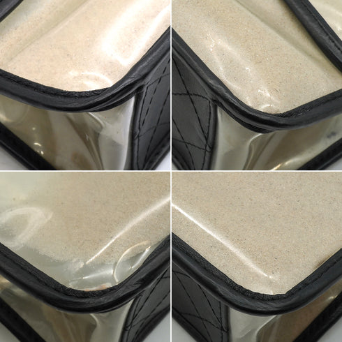 CHANEL SAND BY THE SEA CHAIN SHOULDER BAG BALCK CLEAR VINYL SAND LAMB SKIN GOLD HARDWARE 90341909