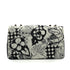 CHANEL CHEVRON V STITCH COCOMARK CAMELLIA CHAIN SHOULDER BAG WHITE BLACK CORDUROY GOLD HARDWARE 90340490