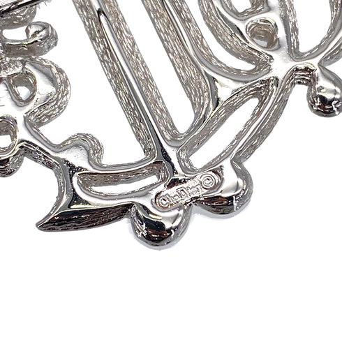 CHRISTIAN DIOR BROOCH EMBLEM RHINESTONE LOGO SILVER ACCESSORY 90326680