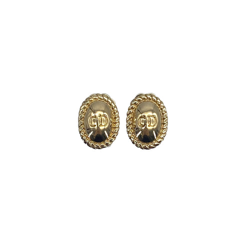 CHRISTIAN DIOR EARRINGS CD LOGO OVAL GOLD ACCESSORY 90326695
