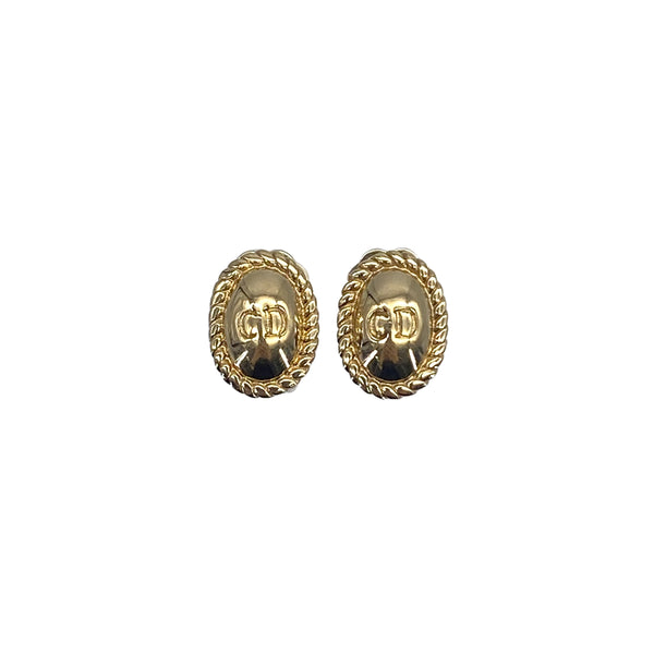 CHRISTIAN DIOR EARRINGS CD LOGO OVAL GOLD ACCESSORY 90326695