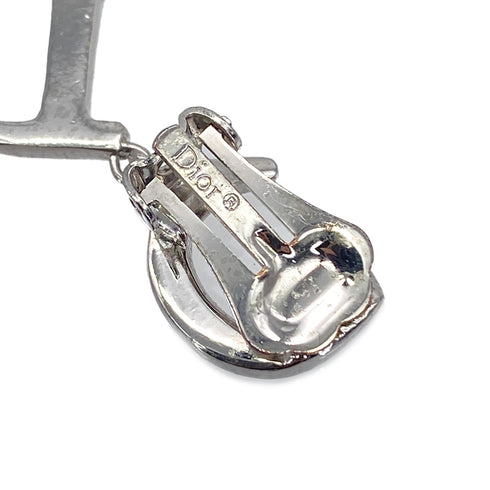CHRISTIAN DIOR EARRINGS CD LOGO RHINESTONE SWING SILVER ACCESSORY 90326696