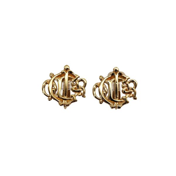 CHRISTIAN DIOR EARRINGS EMBLEM LOGO GOLD ACCESSORY 90321171