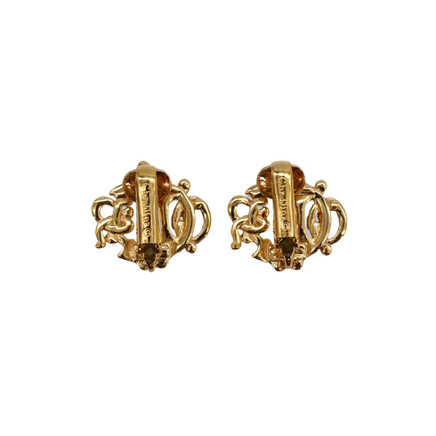 CHRISTIAN DIOR EARRINGS EMBLEM LOGO GOLD ACCESSORY 90321171