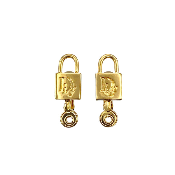 CHRISTIAN DIOR EARRINGS LOGO LOCK KEY MOTIF GOLD ACCESSORY 90328128