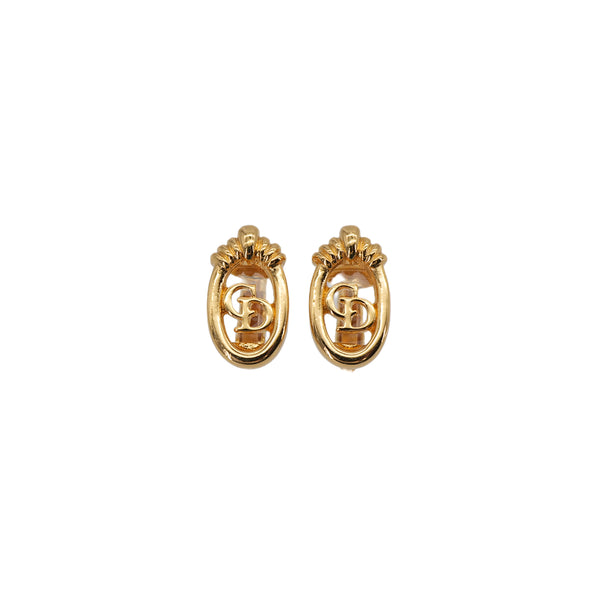 CHRISTIAN DIOR EARRINGS CD LOGO OVAL GOLD ACCESSORY 90323209