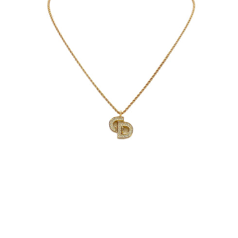 CHRISTIAN DIOR NECKLACE CD LOGO RHINESTONE GOLD ACCESSORY 90322201