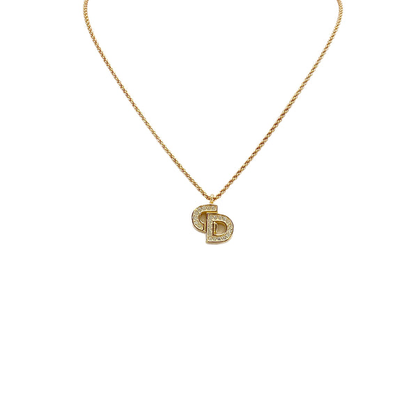 CHRISTIAN DIOR NECKLACE CD LOGO RHINESTONE GOLD ACCESSORY 90322201