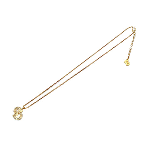 CHRISTIAN DIOR NECKLACE CD LOGO RHINESTONE GOLD ACCESSORY 90322201