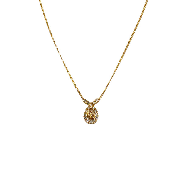 CHRISTIAN DIOR NECKLACE CD LOGO RHINESTONE GOLD ACCESSORY 90322211