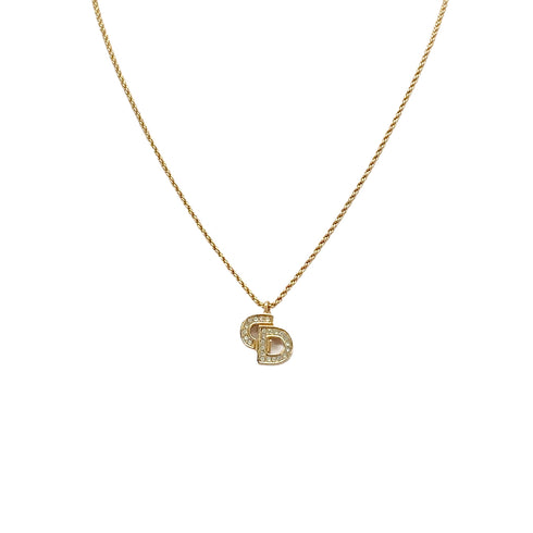CHRISTIAN DIOR NECKLACE CD LOGO RHINESTONE GOLD ACCESSORY 90326684