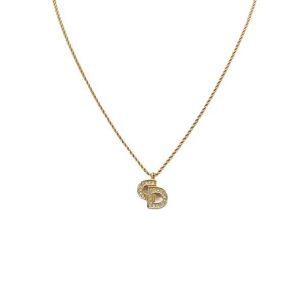 CHRISTIAN DIOR NECKLACE CD LOGO RHINESTONE GOLD ACCESSORY 90326684