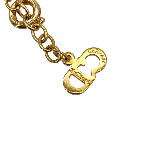 CHRISTIAN DIOR NECKLACE CD LOGO RHINESTONE GOLD ACCESSORY 90326684