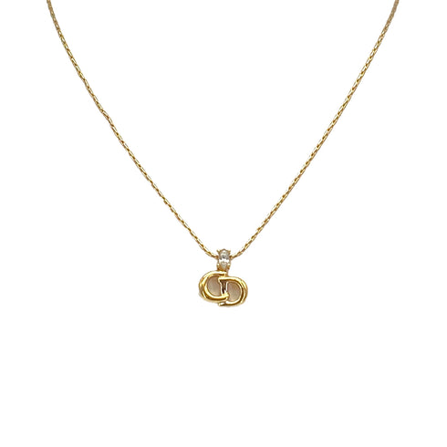 CHRISTIAN DIOR NECKLACE CD LOGO RHINESTONE GOLD ACCESSORY 90326685