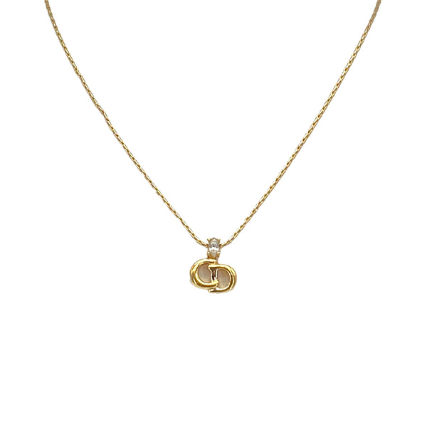CHRISTIAN DIOR NECKLACE CD LOGO RHINESTONE GOLD ACCESSORY 90326685